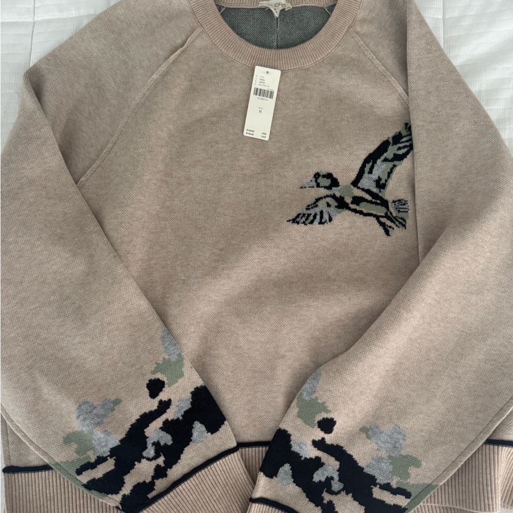 The Oaklyn Pilcro Beige Sweater with Bird and camouflage design - Picture 3 of 5